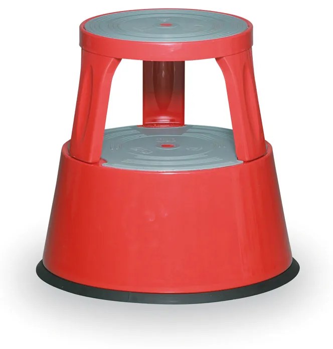 Taboret mobilny stalowy, czerwony