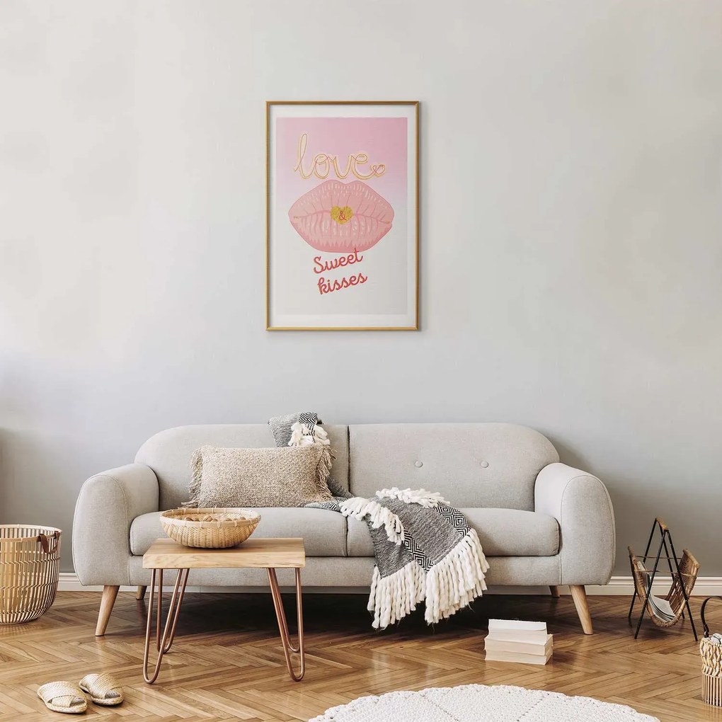 Plakat Sweet Kisses 60x90 cm z ramą złotą z marginesem ARTGEIST B