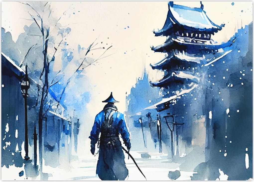 Obraz - Samuraj, akwarela (70x50 cm)