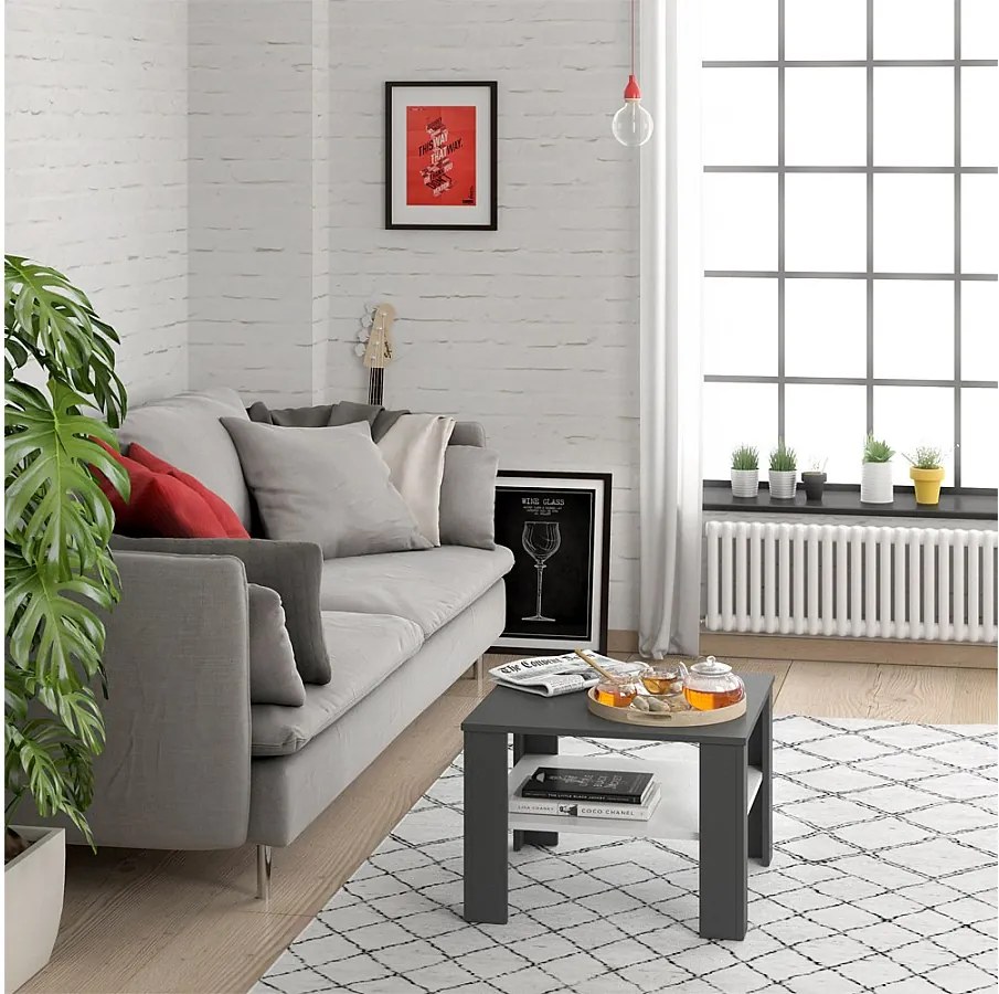 Stolik kawowy biały/antracyt 60x60x42 homer