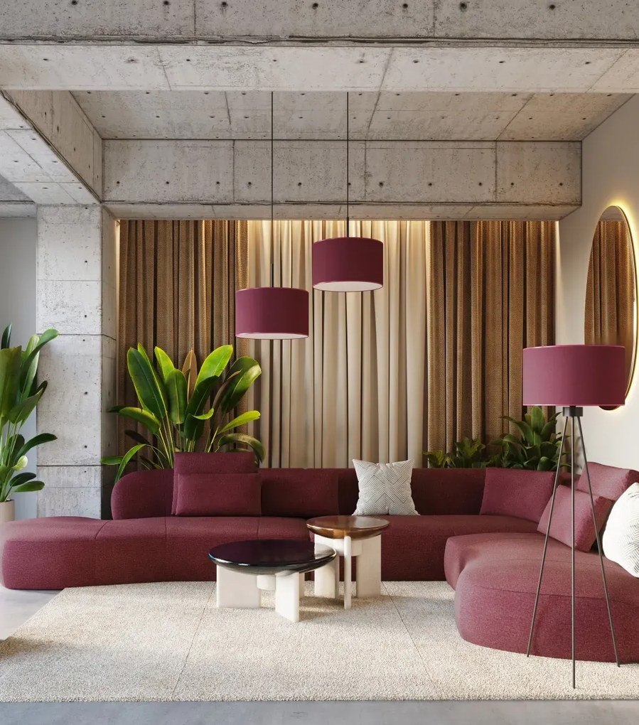 Elegancka lampa stojąca na trójnogu w kolorze burgunu M160-Lawezo