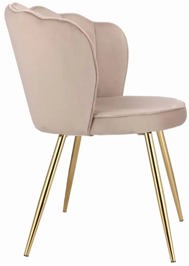 Beżowe krzesło tapicerowane welurowe R5-D80