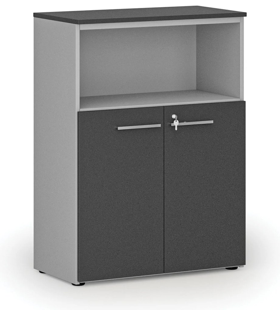 Szafa biurowa kombinowana PRIMO GRAY, 800 x 420 x 1087 mm, szary/grafit