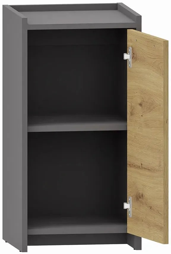 Wąska komoda nowoczesna dąb artisan + antracyt T0-S57