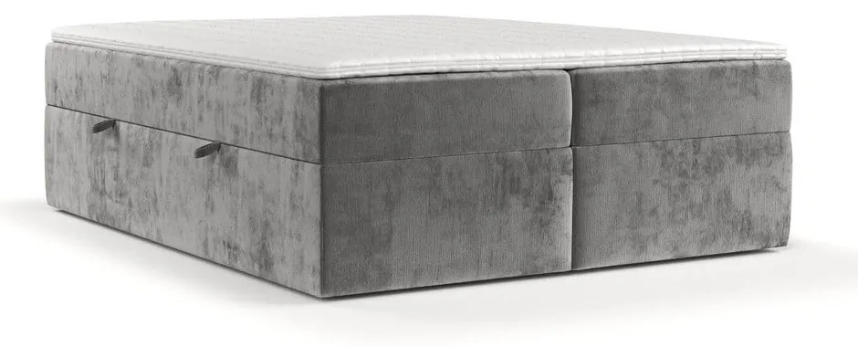 Szare łóżko boxspring ze schowkiem 140x200 cm Yoko – Maison de Rêve
