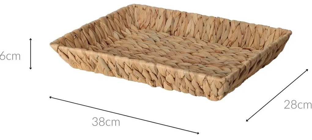 Kosz prostokątny pleciony z hiacyntu wodnego BRAID, 38 x 28 cm