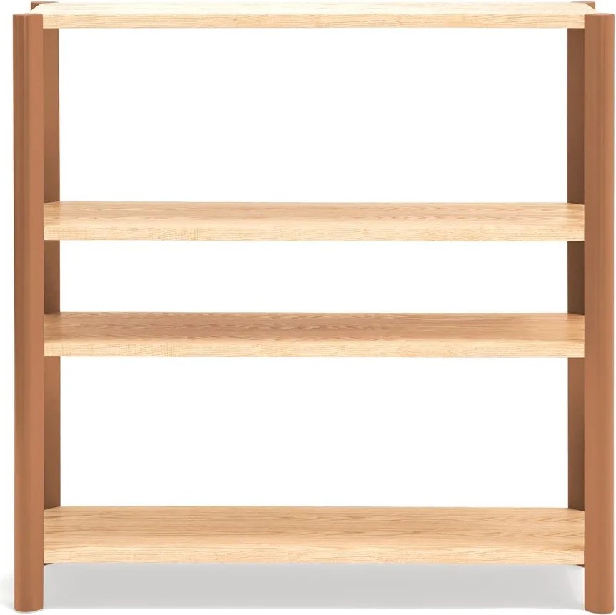 Ceglasty/w jasnym naturalnym kolorze regał w dekorze dębu 126x128x43 cm Bona – Teulat