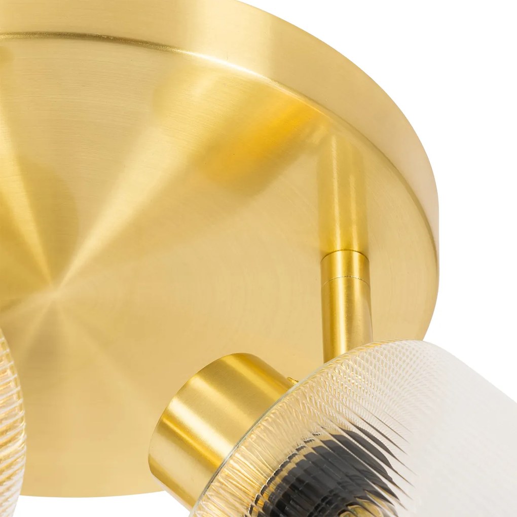 Plafon złoty ze szkłem 3-punktowy regulowany okrągły - Laura