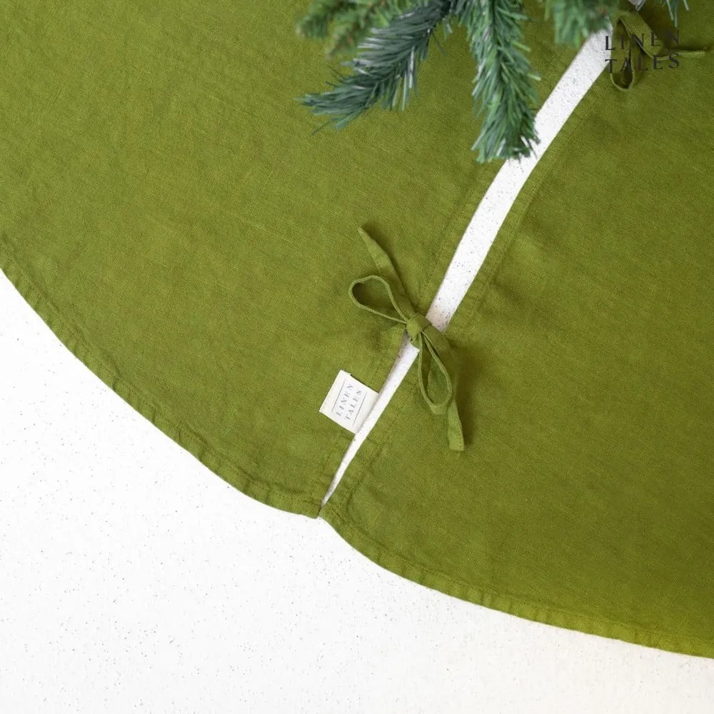 Zielony okrągły dywan pod choinkę ø 125 cm – Linen Tales
