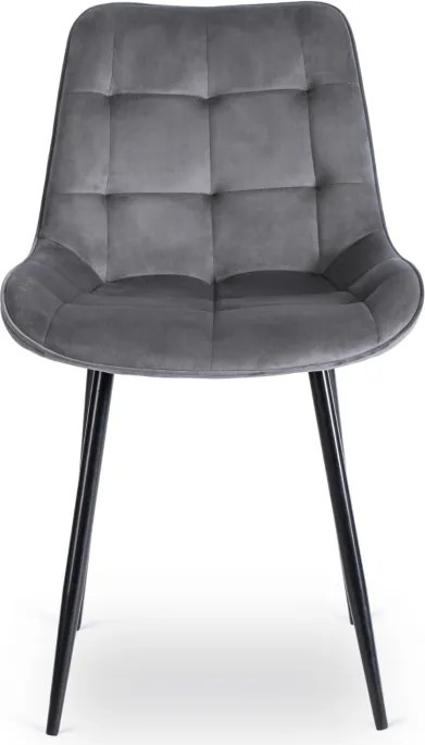 Krzesło Tapicerowane do Jadalni CHRIS Szare Welurowe Nowoczesne Loft