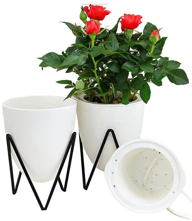 Biała doniczka samonawadniająca Tomasucci Poppy, ø 19 cm