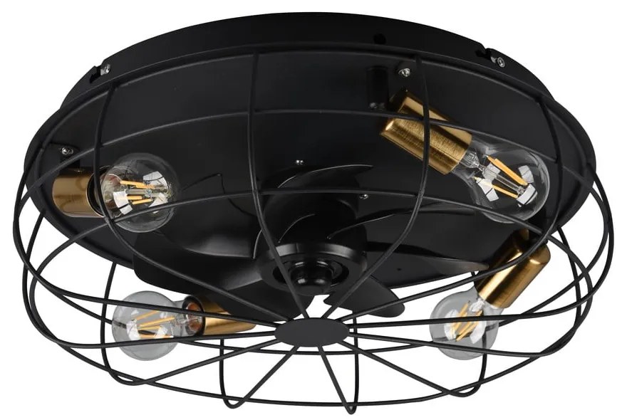 Lampa sufitowa ze zdalnym sterowaniem/z wentylatorem w kolorze matowej czerni Trondheim – Trio