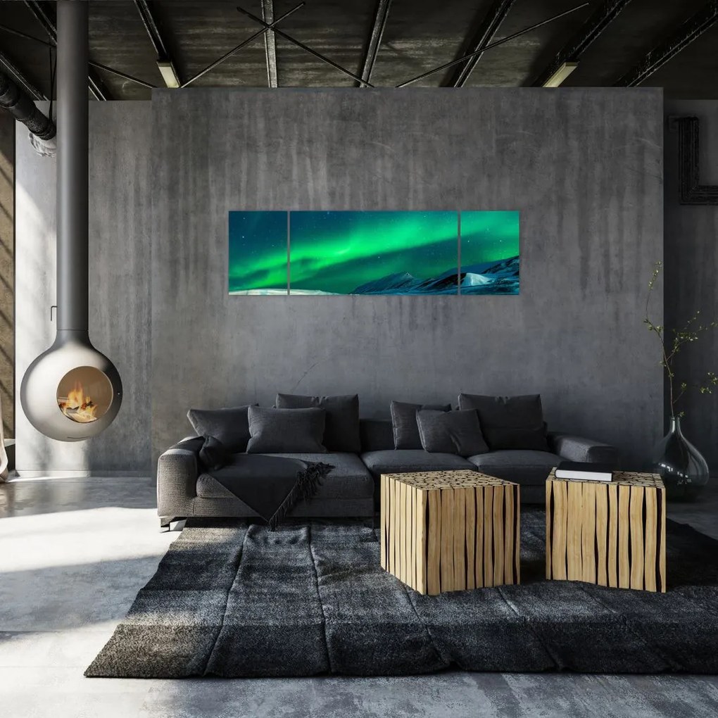Obraz ludzi w pobliżu zorzy polarnej (170x50 cm)