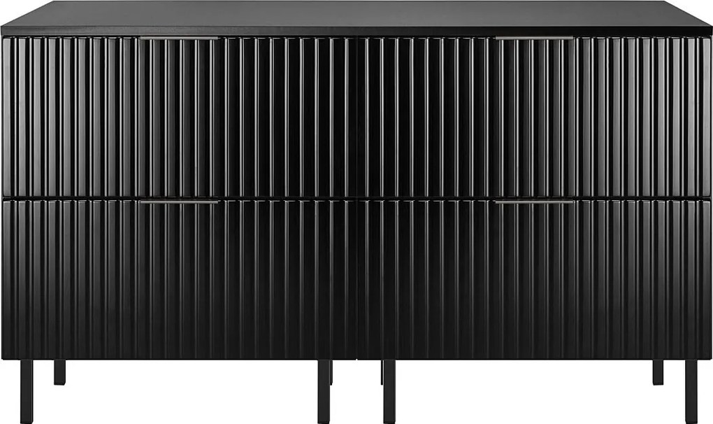 Szafka pod umywalkę, mat czarny, 120 (2 x 60) x 77 x 46 cm, uchwyt czarny, nóżki czarne + Blat