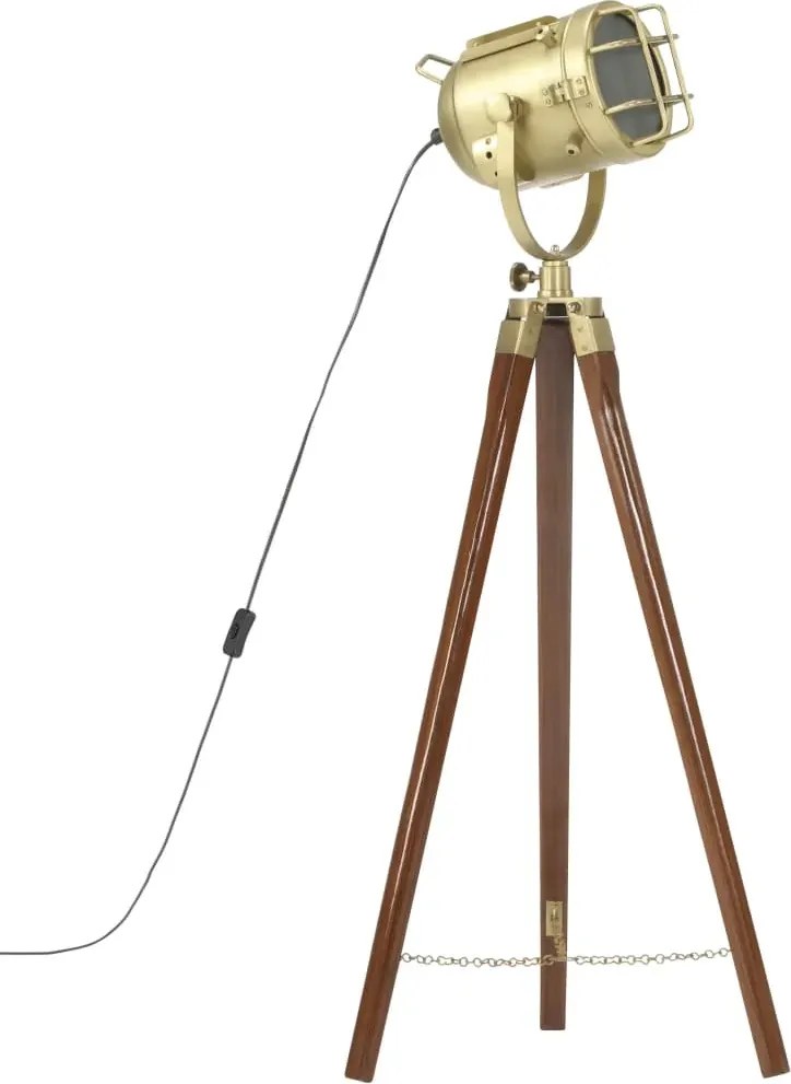Brązowa lampa stojąca retro z drewna mango - 5X EX191 C3-L92