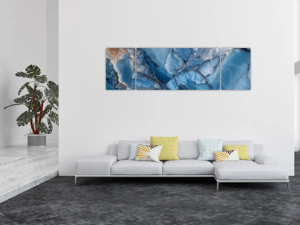 Obraz - Niebieski zróżnicowany marmur (170x50 cm)