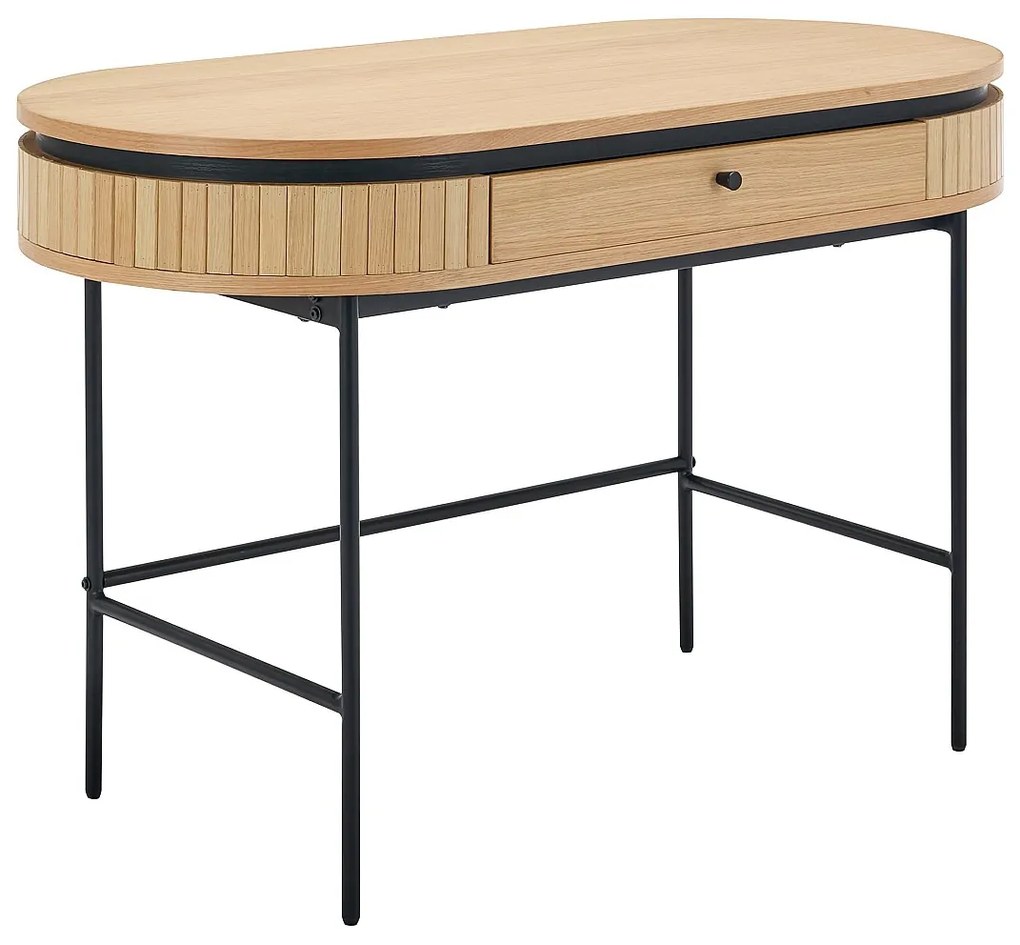 Biurko z 1 szufladą – Okleina dębowa – Naturalny i czarny – CARDIONA