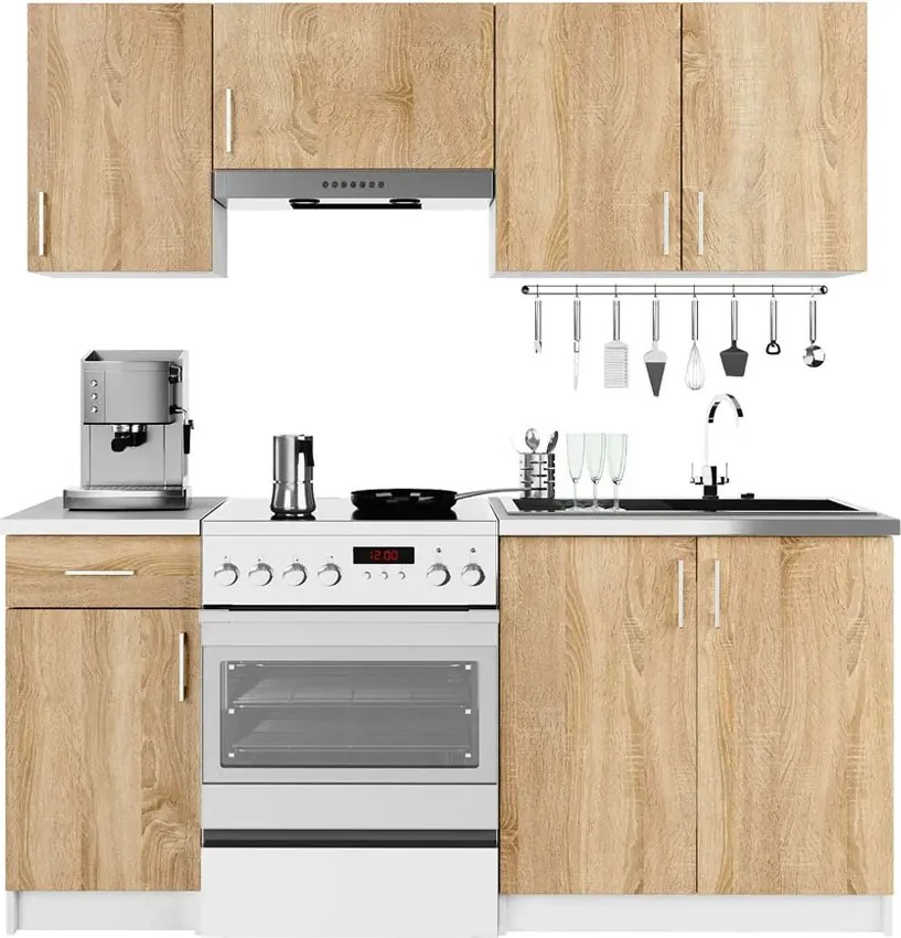 Zestaw szafek kuchennych dąb sonoma 180 cm S8-F58