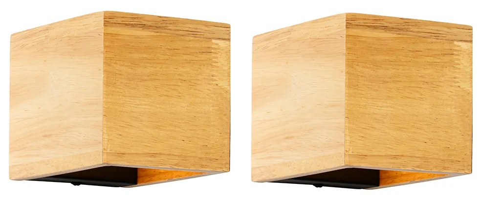 Zestaw 2 inteligentnych lamp ściennych z drewna dębowego w tym Wi-Fi G9 - Transfer Rustykalny / Vintage Oswietlenie wewnetrzne