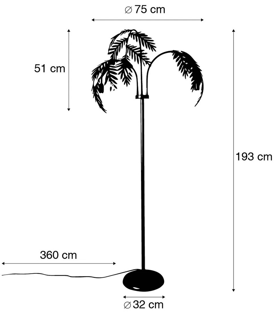 Lampa stojąca w stylu vintage złota 193 cm 3-światłowa - Botanica Rustykalny / Vintage Oswietlenie wewnetrzne