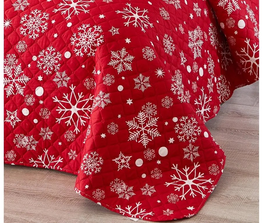 Narzuta na łóżko SNOWFALL, czerwona Rozmiar: 170 x 210 cm