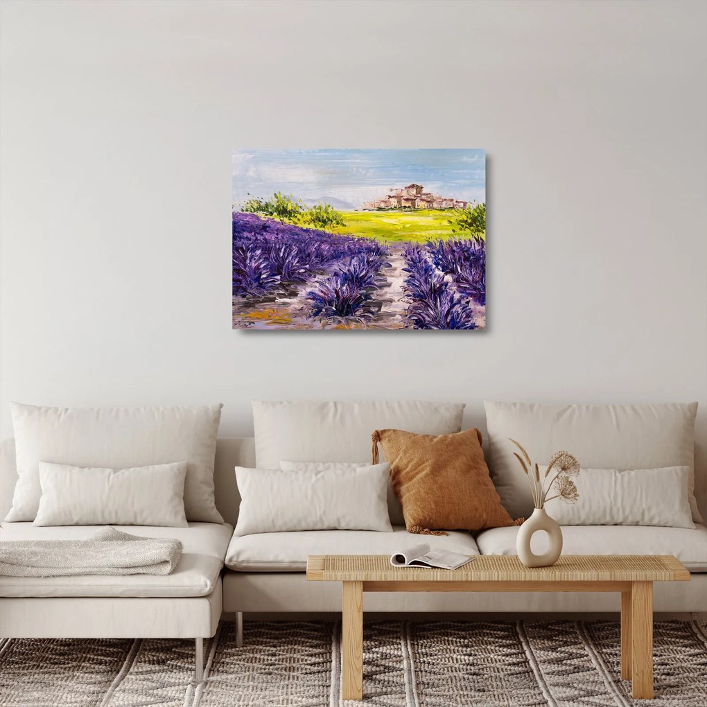 Obraz na szkle - Prowansja, Francja, malarstwo olejne (70x50 cm)