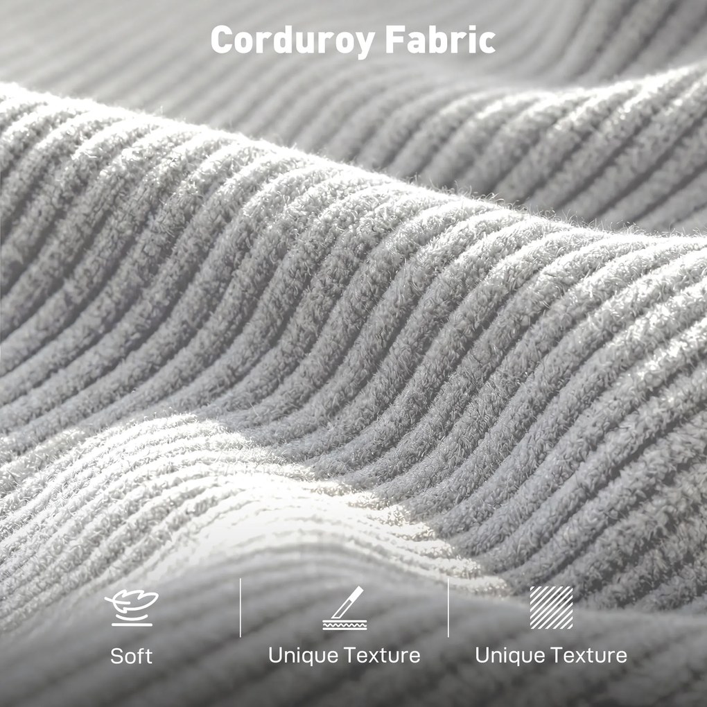 HOMCOM Sofa 3-osobowa, kanapa z podłokietnikami, tapicerowana sofa w sztruksowym stylu do salonu Jasnoszary | Aosom PL