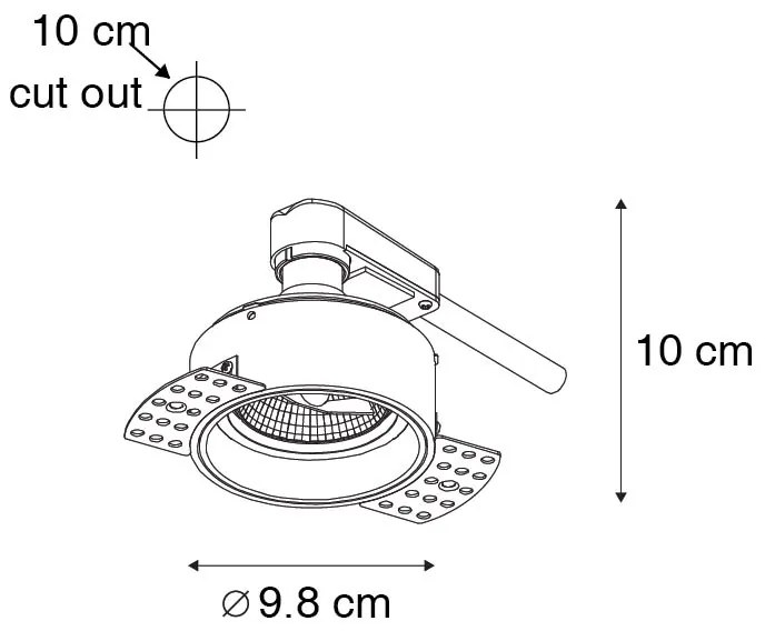 Nowoczesny wpuszczany reflektor czarny bez obramowania - Impact 70