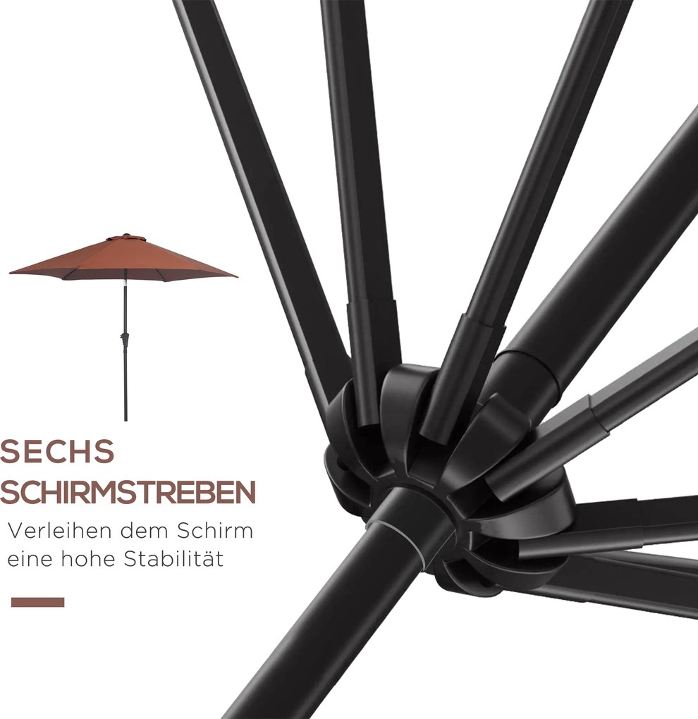 Outsunny Parasol Przegubowy Ogrodowy z Korbką Ręczną Kolor Kawowy Ø2,7x2,35m | Aosom PL