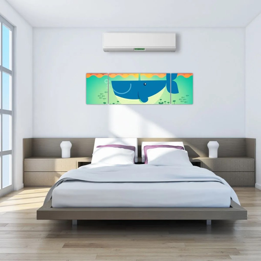 Obraz - Wesoły wieloryb w morzu (170x50 cm)