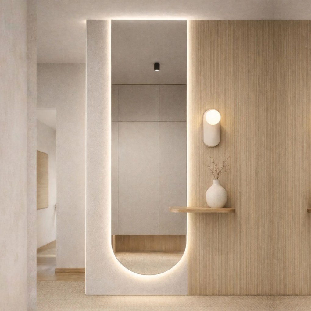 Lustro portalowe bezramowe oszlifowane z podświetleniem ARCH SLIM XXL LED | Różne rozmiary | Różne kolory : Kolor tafli szkła - Srebrny, Rozmiar - 61 x 230 cm