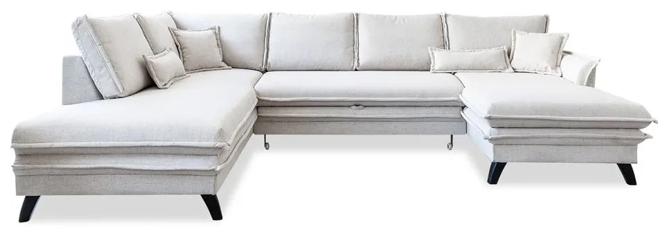 Jasnobeżowa rozkładana sofa w kształcie litery "U" Miuform Charming Charlie, lewostronna