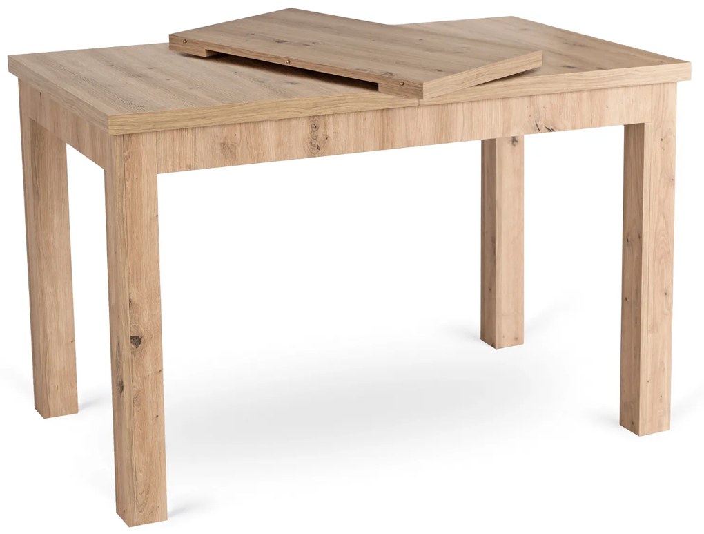 Zestaw Stół Prostokątny SKUBI Rozkładany 120-160 cm Dąb Artisan i 6 Krzeseł SCANDI Szare/Dąb
