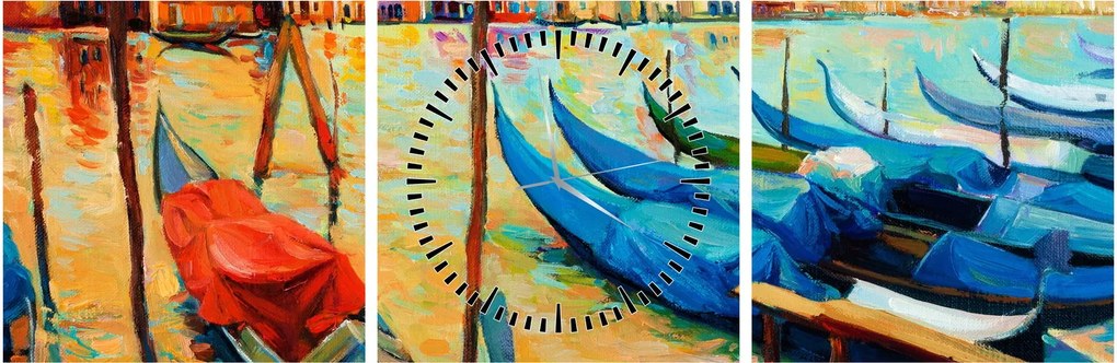 Obraz - Port w Wenecji (z zegarem) (90x30 cm)