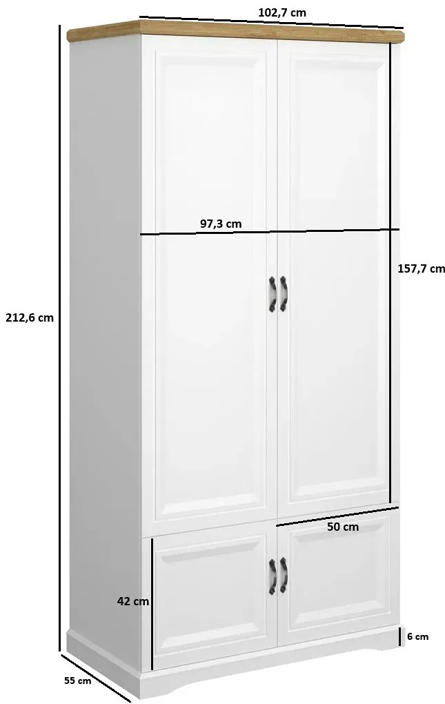 Szafa klasyczna z drążkiem biały + dąb harbor R4-A03