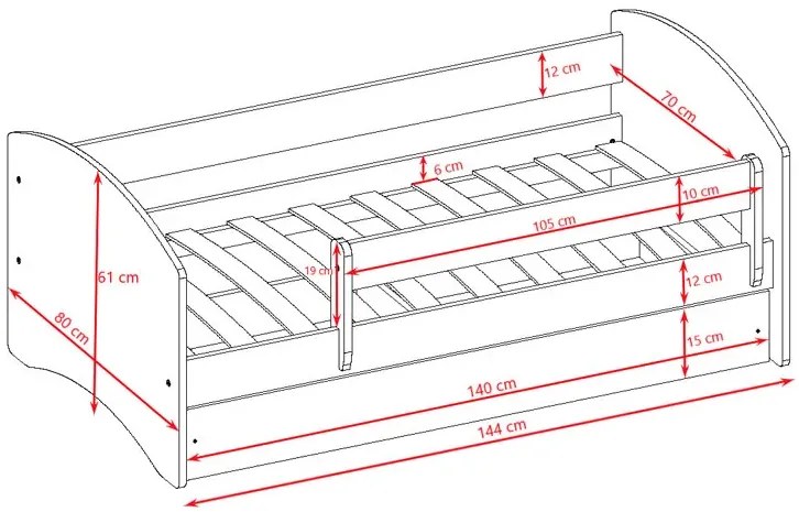 Łóżko dla dziewczynki z materacem Rostok 2X 70x140 - różowe