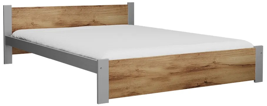 Łóżko IKAROS 120 x 200 cm, dąb artisan/szary Stelaż: Ze stelażem listwowym rolowanym, Materac: Materac Somnia 18 cm