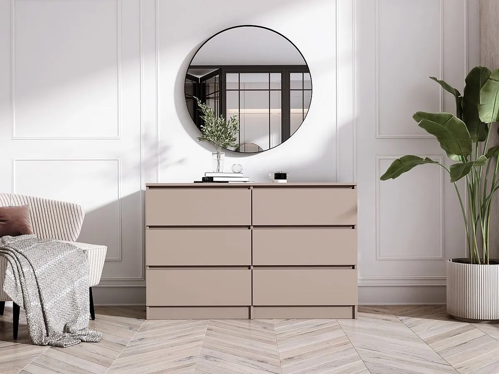 Komoda: 6 szuflad, karmelowa, 120 x 79 x 39 cm