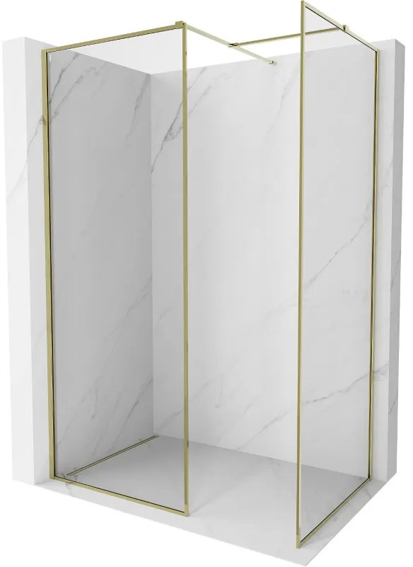 Mexen Kioto-XF ścianka prysznicowa Walk-in z ramką 150 x 70 cm, transparent 10 mm, złota - 800-150-202-04-50-070-XF