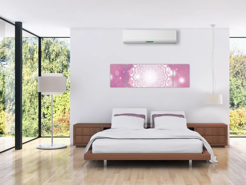 Obraz mandali na różowym tle (170x50 cm)