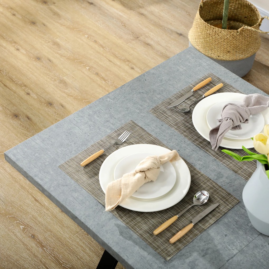 HOMCOM Stół Jadalniany Kuchenny z Wzorem Kamienia Elegancki Szary 140x80x76cm | Aosom PL