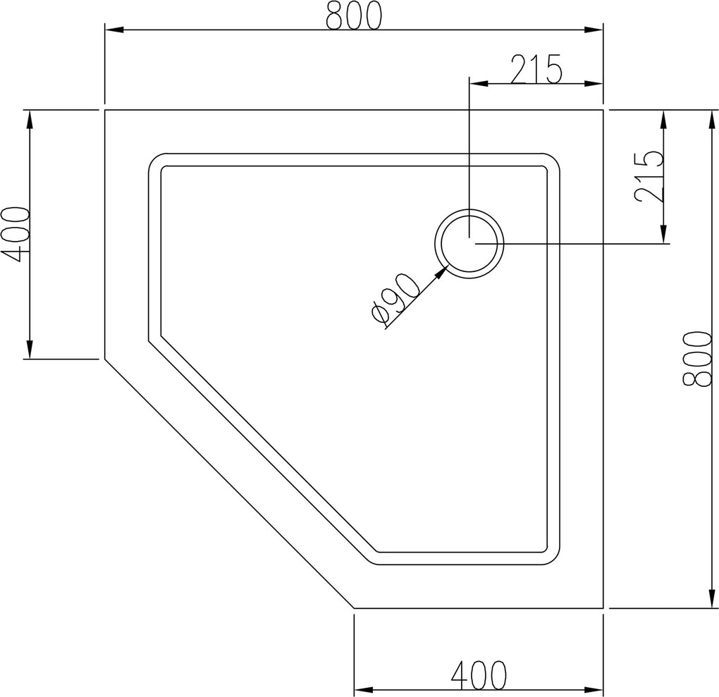 Brodzik pięciokątny z akrylu sanitarnego