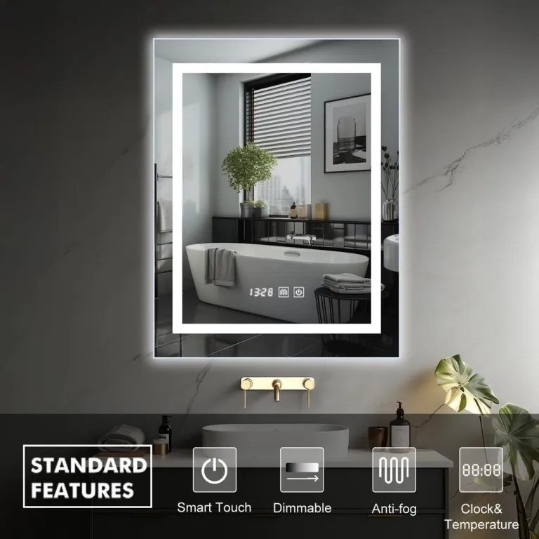 IREDA Lustro łazienkowe z oświetleniem LED, 60 x 80 cm