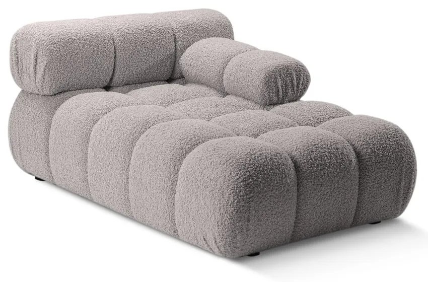 Jasnoszary moduł sofy z materiału bouclé (prawostronny) Bellis – Micadoni Home