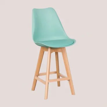 Zestaw 2 Wysokich Stołków 65 Cm Z Poduszką Ze Skóry Ekologicznej Nordic Verde Jade - Sklum