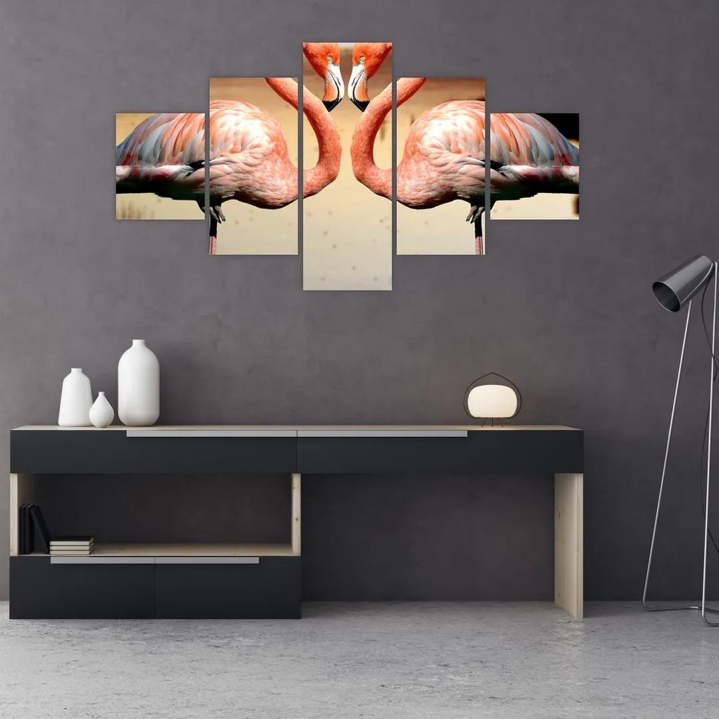 Obraz - dwa flamingi (125x70 cm)
