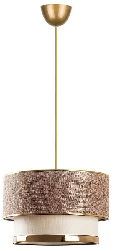 Lampa wisząca w beżowo-złotym kolorze z tekstylnym kloszem ø 30 cm Cake – Opviq lights