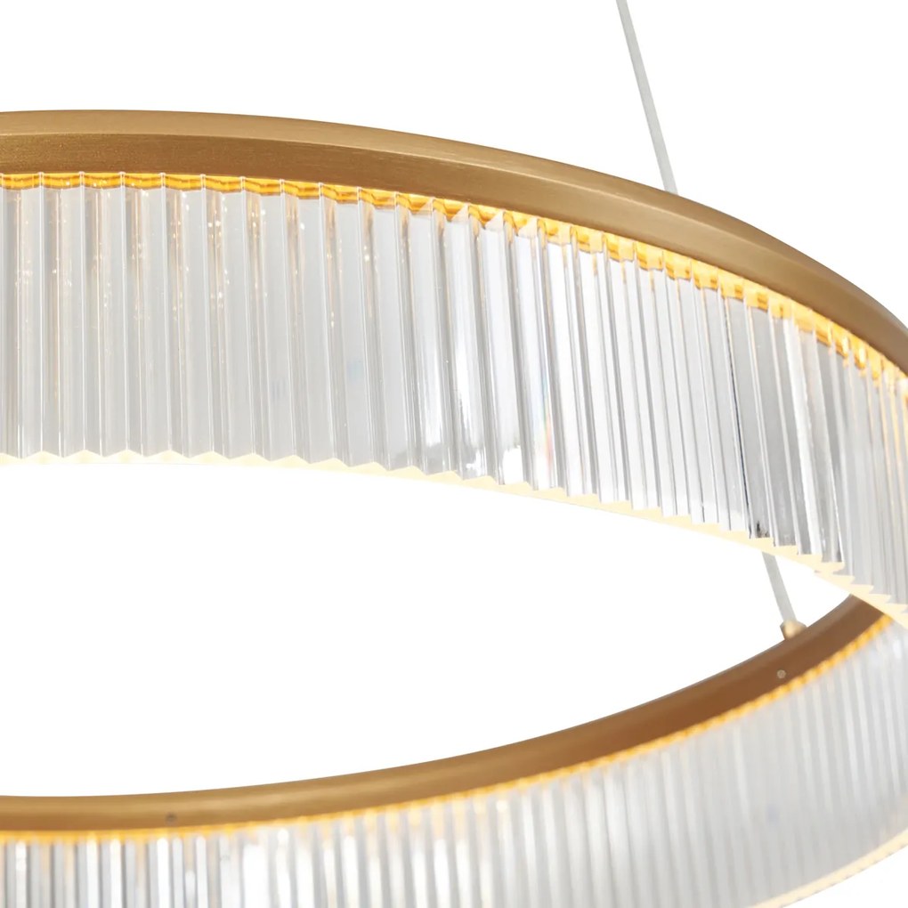 Nowoczesna lampa wisząca mosiężna 59 cm z LED z 3-stopniową regulacją ściemniania - Żyrandol Anello