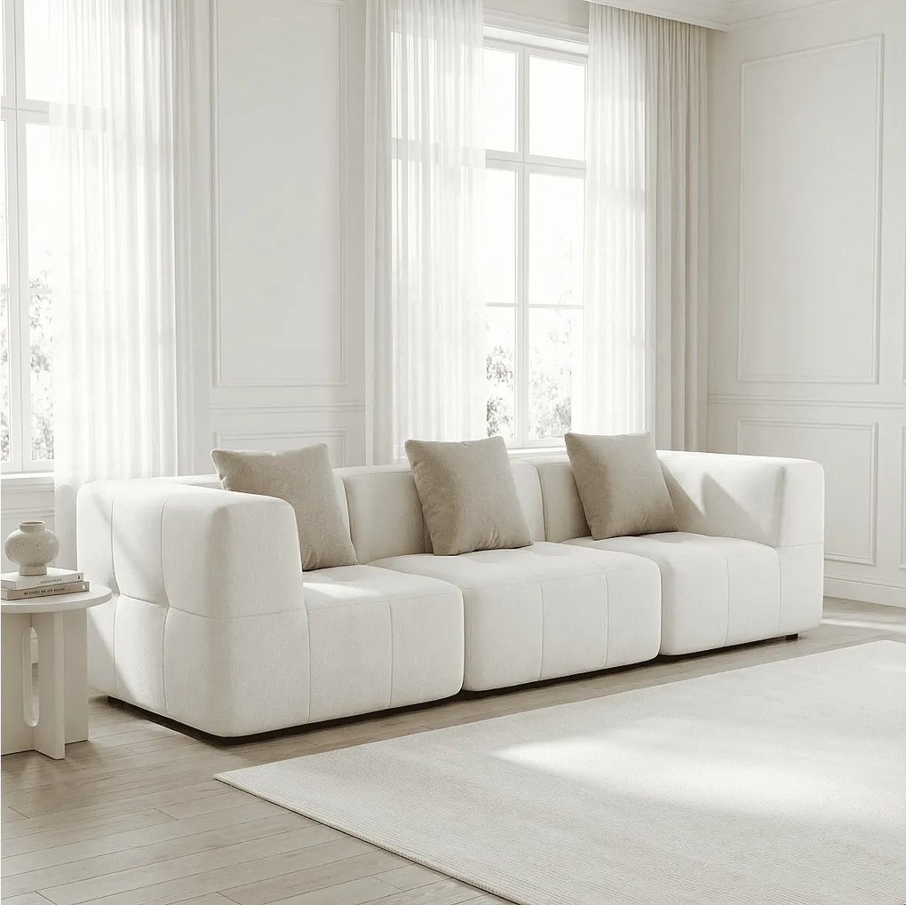 Coco Living Sofa do salonu Eden Simple 3-osobowa – biały piaskowy