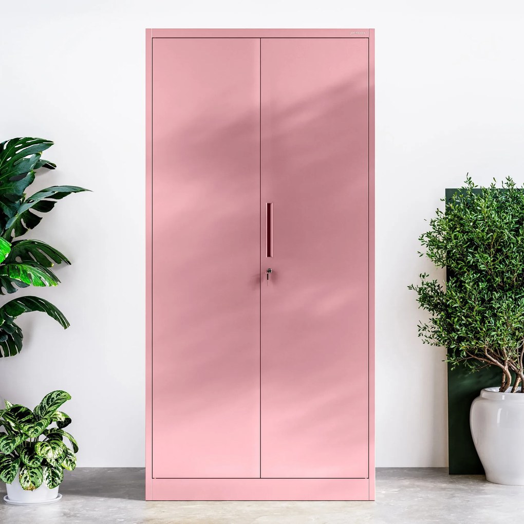 Szafa do biura domowego JAN, 900 x 1850 x 400 mm, Fresh Style: pudrowy róż